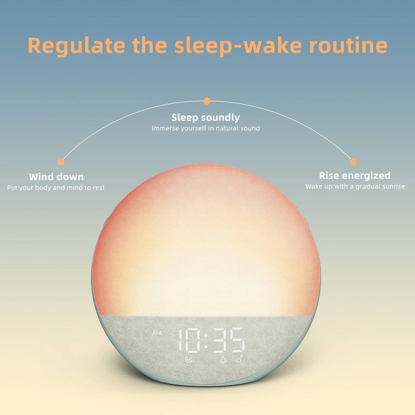 Odokee Sunrise Alarm Clock White Noise Machine – Sage Green | Natural Wake Light & Bluetooth Speaker