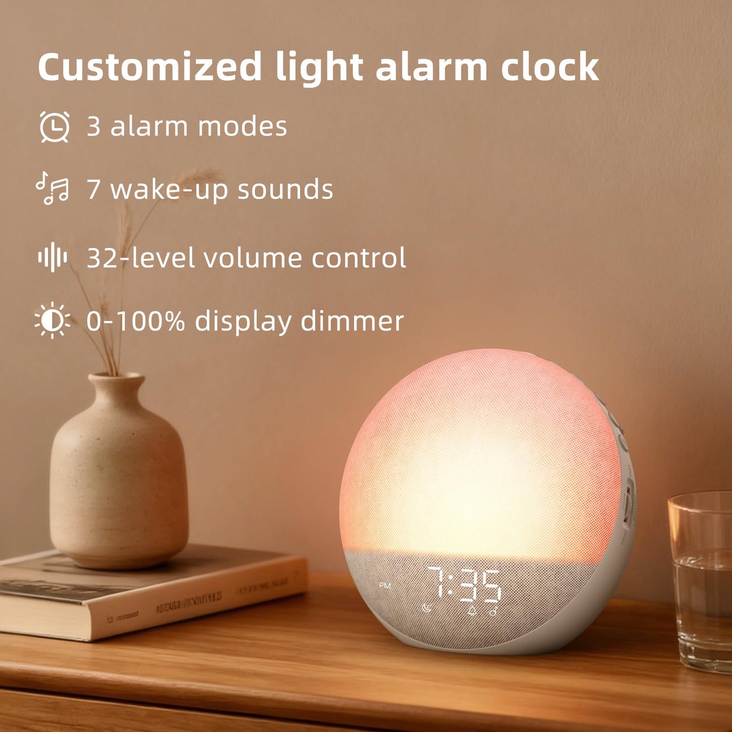 Odokee Sunrise Alarm Clock with White Noise – Natural Wake-Up Light & Bluetooth Speaker
