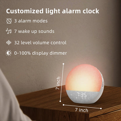 Odokee Sunrise Alarm Clock with White Noise Machine – Natural Wake Up Light, Bluetooth Speaker, 25 Sleep Sounds (Frost White)