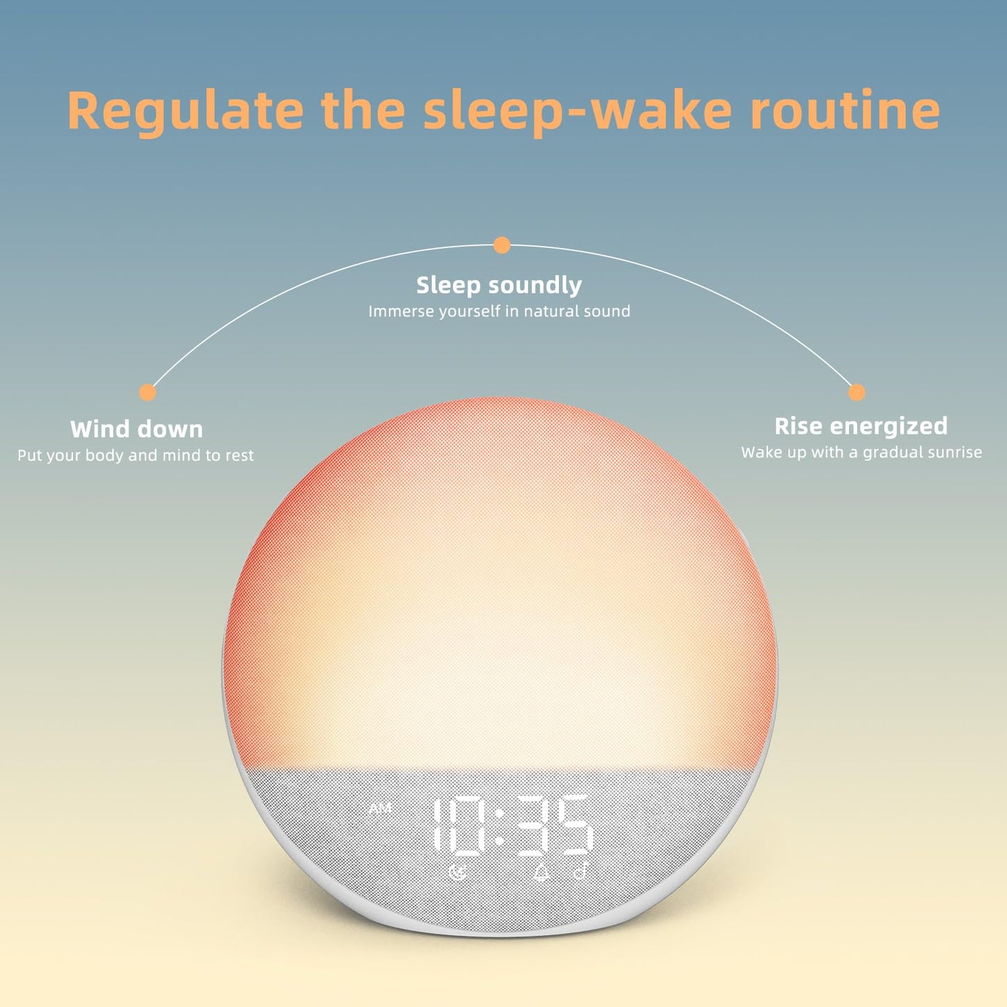 Odokee Sunrise Alarm Clock with White Noise Machine – Natural Wake Up Light, Bluetooth Speaker, 25 Sleep Sounds (Frost White)