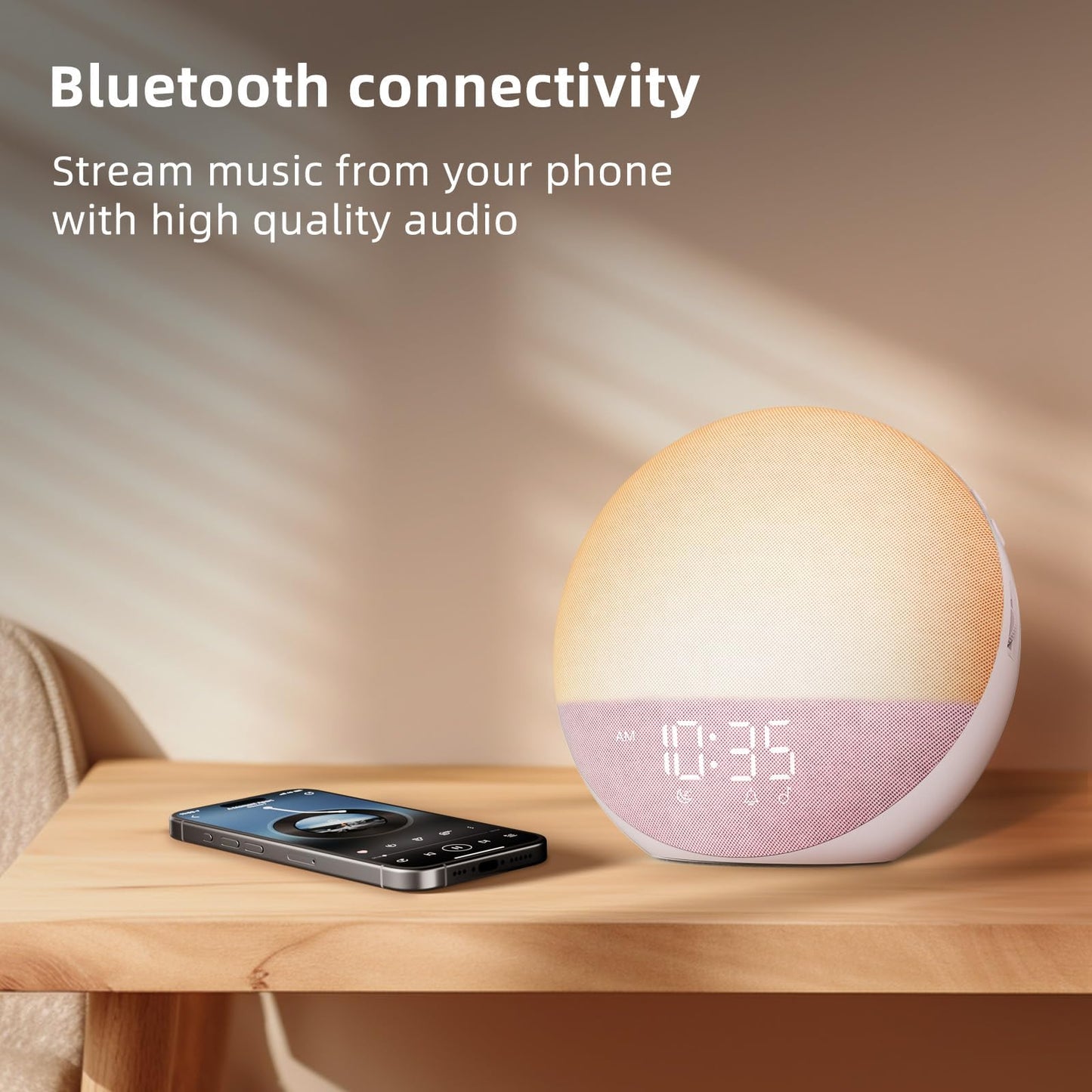 Odokee Sunrise Alarm Clock White Noise Machine – Dimmable Wake Light & Bluetooth Speaker