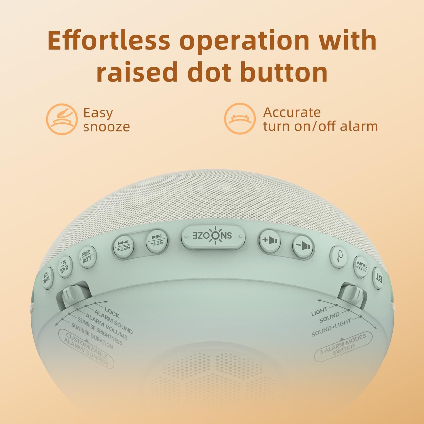 Odokee Sunrise Alarm Clock White Noise Machine – Sage Green | Natural Wake Light & Bluetooth Speaker