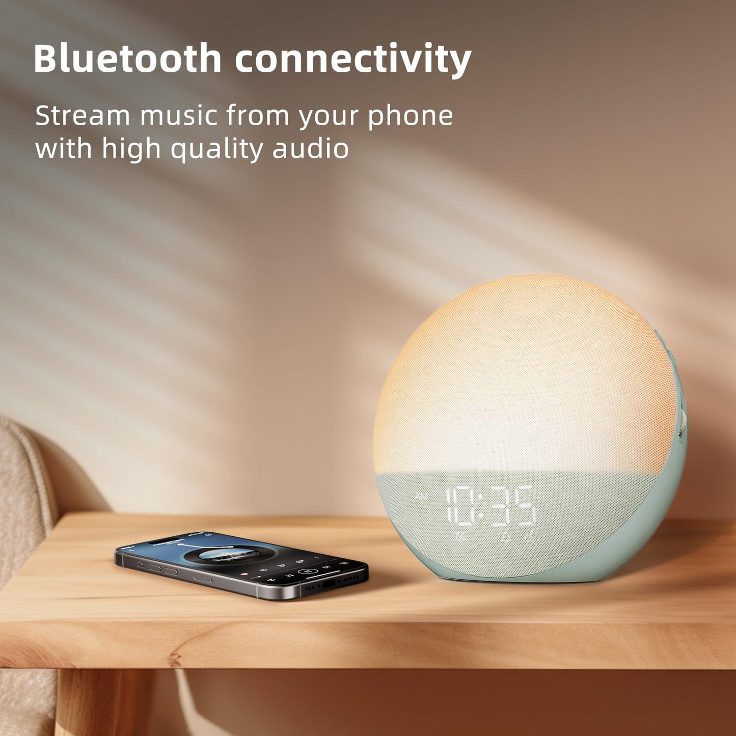 Odokee Sunrise Alarm Clock White Noise Machine – Sage Green | Natural Wake Light & Bluetooth Speaker