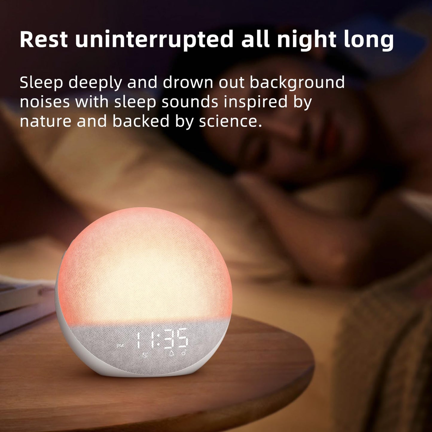 Odokee Sunrise Alarm Clock with White Noise Machine – Natural Wake Up Light, Bluetooth Speaker, 25 Sleep Sounds (Frost White)