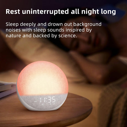 Odokee Sunrise Alarm Clock with White Noise Machine – Natural Wake Up Light, Bluetooth Speaker, 25 Sleep Sounds (Frost White)