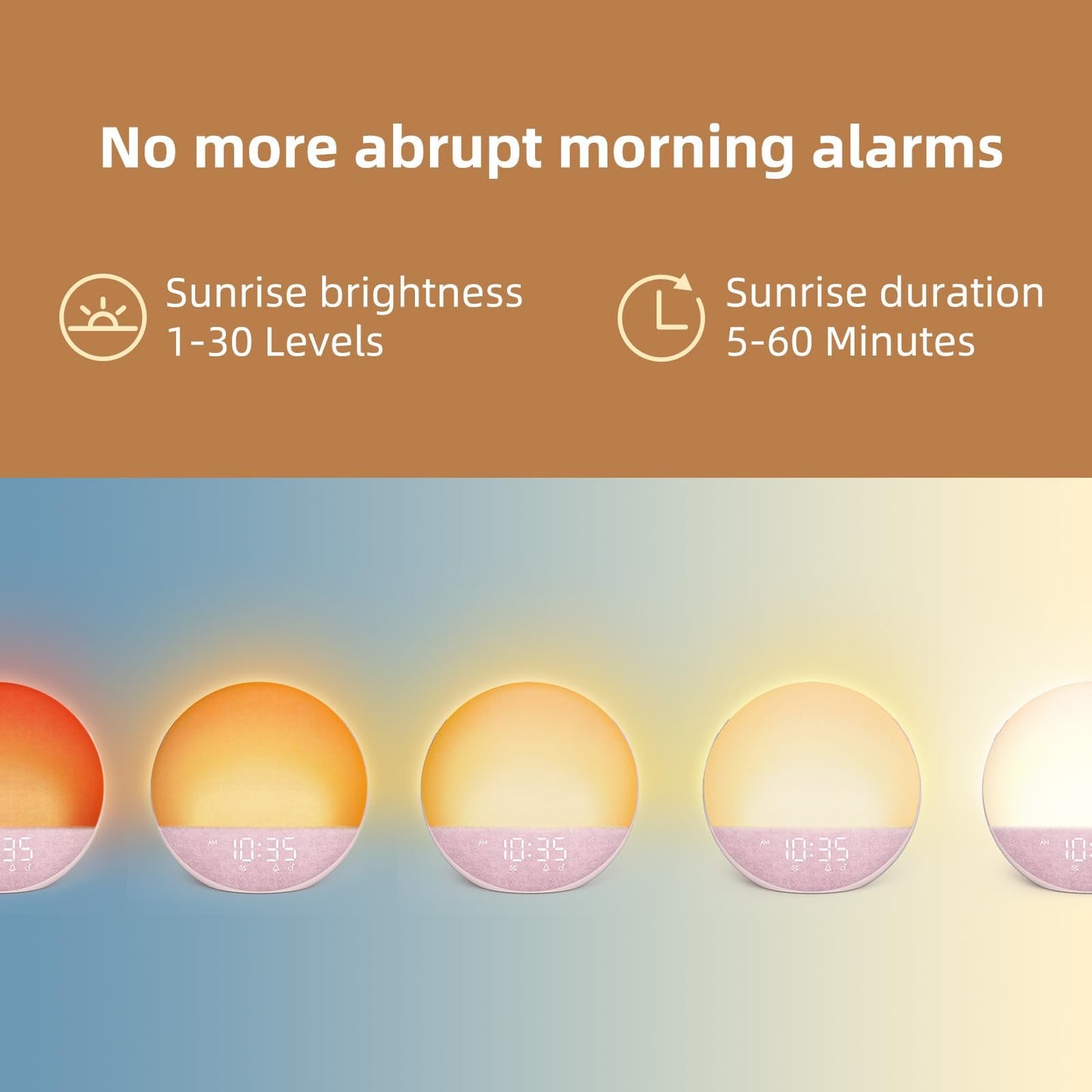 Odokee Sunrise Alarm Clock White Noise Machine – Dimmable Wake Light & Bluetooth Speaker