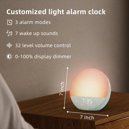 Odokee Sunrise Alarm Clock White Noise Machine – Sage Green | Natural Wake Light & Bluetooth Speaker
