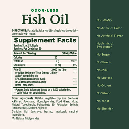 Nature's Bounty Fish Oil - Heart Health Support, 300 mg Omega-3, 120 Softgels