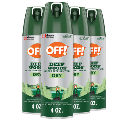 OFF! Deep Woods Insect Repellent Aerosol — Dry, Non-Greasy 25% DEET, 4 oz, 4 Count