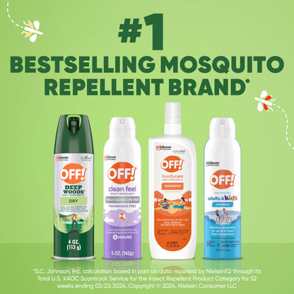 OFF! Deep Woods Insect Repellent Aerosol — Dry, Non-Greasy 25% DEET, 4 oz, 4 Count