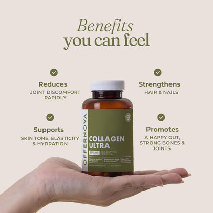 Offernova Collagen Ultra – 3000mg Hydrolyzed Collagen, 90 Capsules – Joints, Skin & Nails