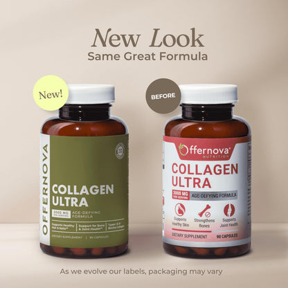 Offernova Collagen Ultra – 3000mg Hydrolyzed Collagen, 90 Capsules – Joints, Skin & Nails