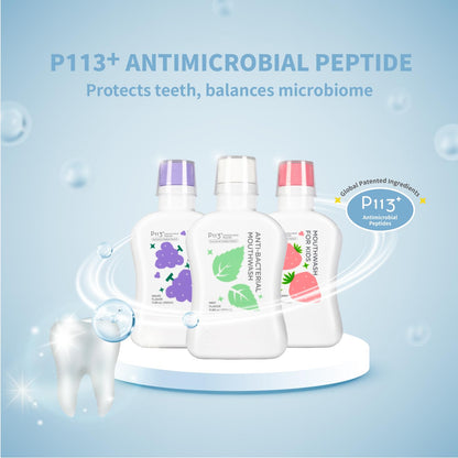 oh care Kids Mouthwash P113+ Peptide - Fluoride Free, Alcohol Free, Mint 11.08 oz