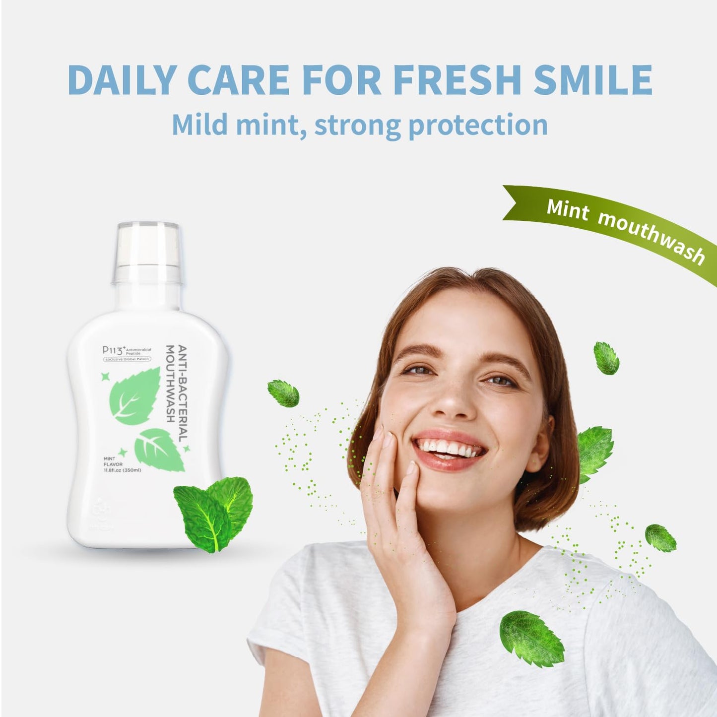 oh care Kids Mouthwash P113+ Peptide - Fluoride Free, Alcohol Free, Mint 11.08 oz