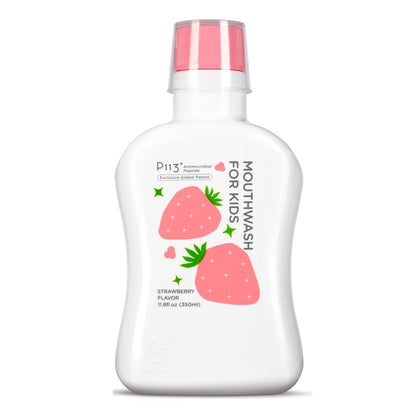 oh care Kids Mouthwash P113+ Peptide – Alcohol Free Anti-Cavity Rinse for Newborn to Toddler, Strawberry, 11.08 fl oz
