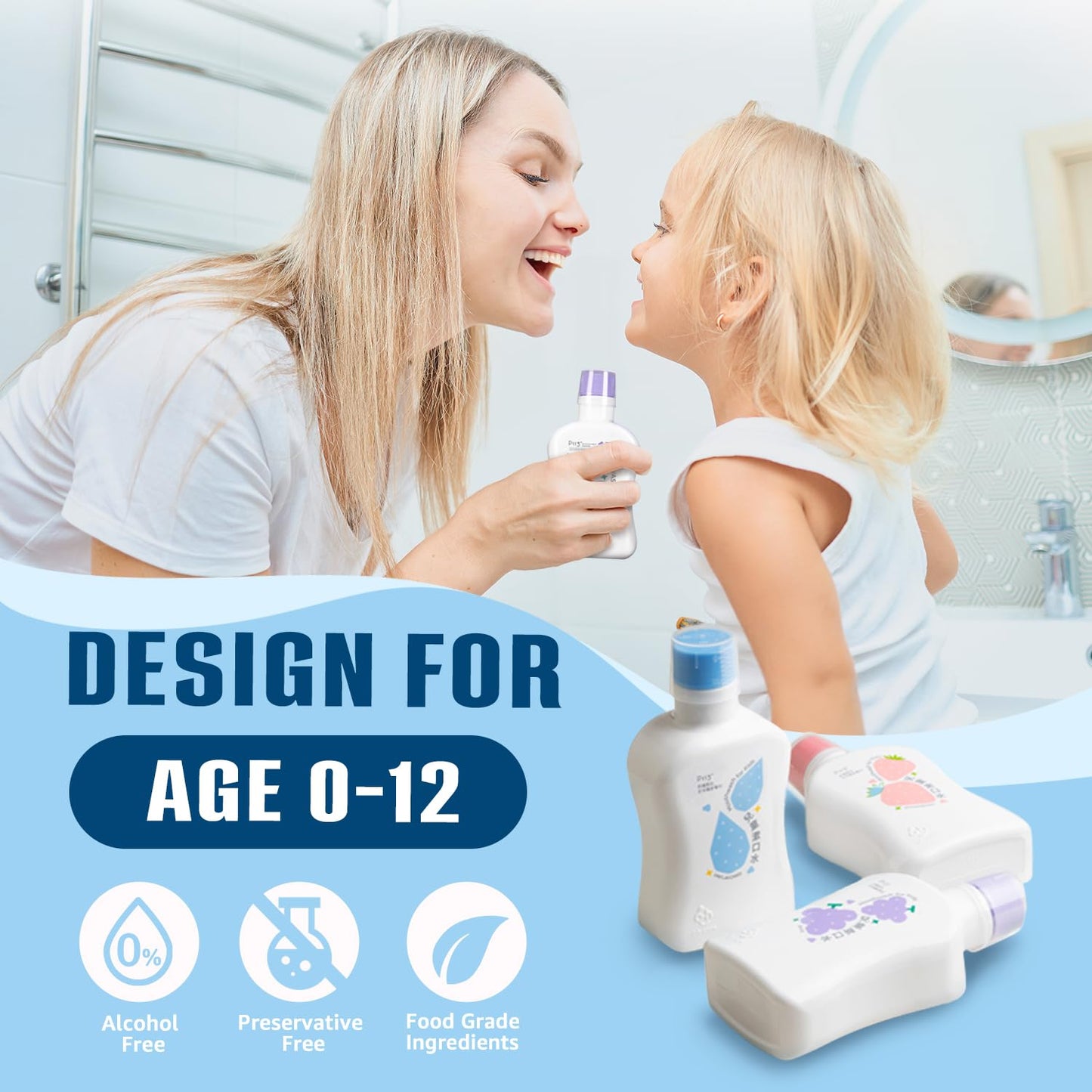 oh care Kids Mouthwash P113+ Peptide – Alcohol Free Anti-Cavity Rinse for Newborn to Toddler, Strawberry, 11.08 fl oz