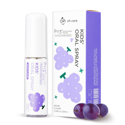 oh care Mouth Spray for Kids – Cavity Protection, Fluoride Free, P113+ Antibacterial Peptide (Ages Newborn–12) – Grape