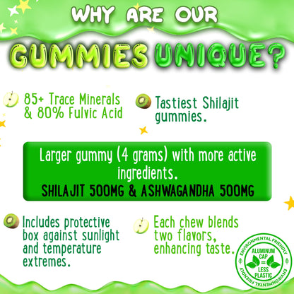 OH MY CHEWY Himalayan Shilajit Gummies - High Potency Gold-Grade Resin | Energy & Immune Support
