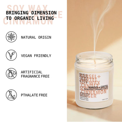 OH SO GOOD ORGANICS Cinnamon & Ginger Scented Soy Candle – 16oz, 60 Hours, Hansel and Gretel’s House