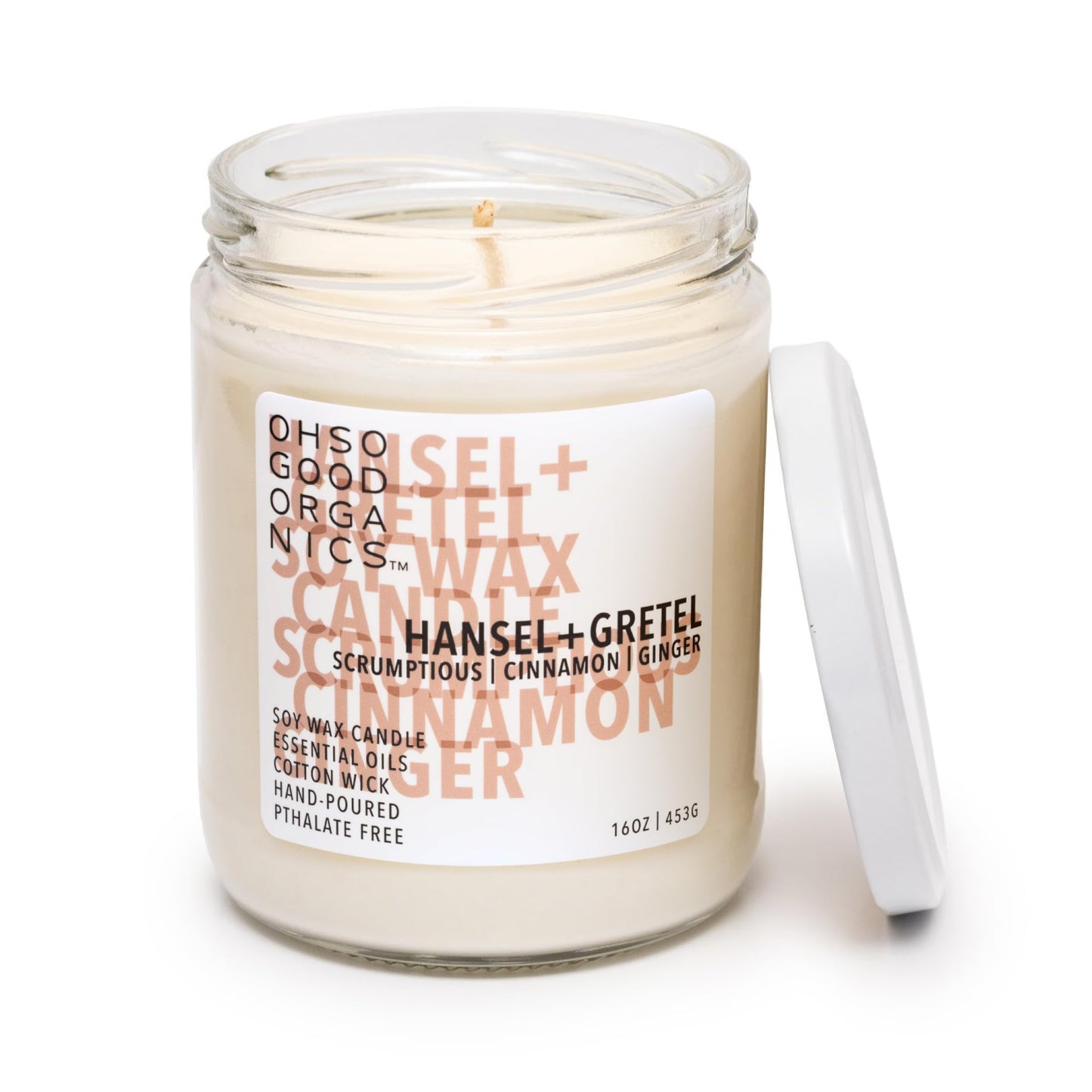 OH SO GOOD ORGANICS Cinnamon & Ginger Scented Soy Candle – 16oz, 60 Hours, Hansel and Gretel’s House