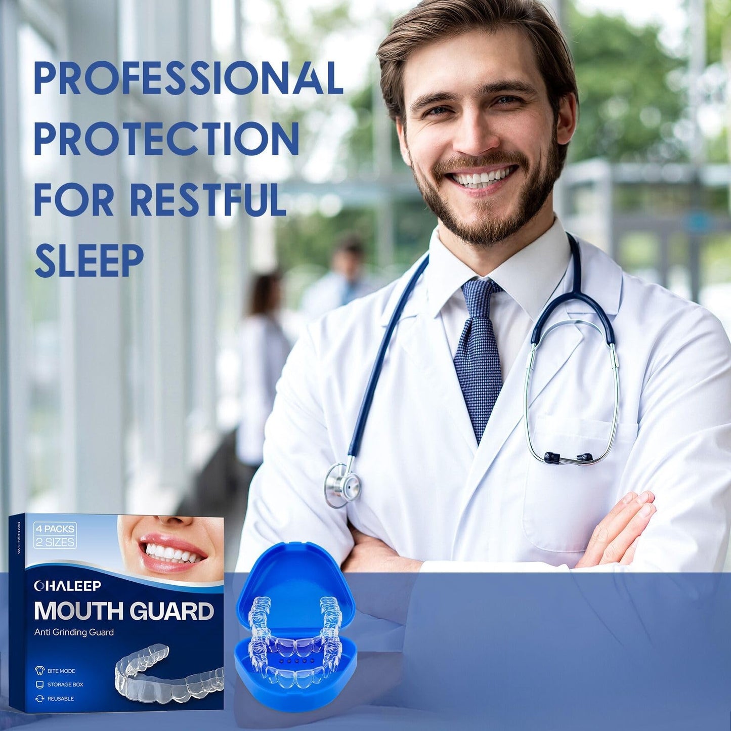 OHALEEP Anti Grinding Mouth Guard for Clenching Teeth at Night, Teeth Grinding Mouthguards for Sleeping, Mouth Guard for Grinding Teeth at Night, Night Guards for Teeth Grinding for Adults