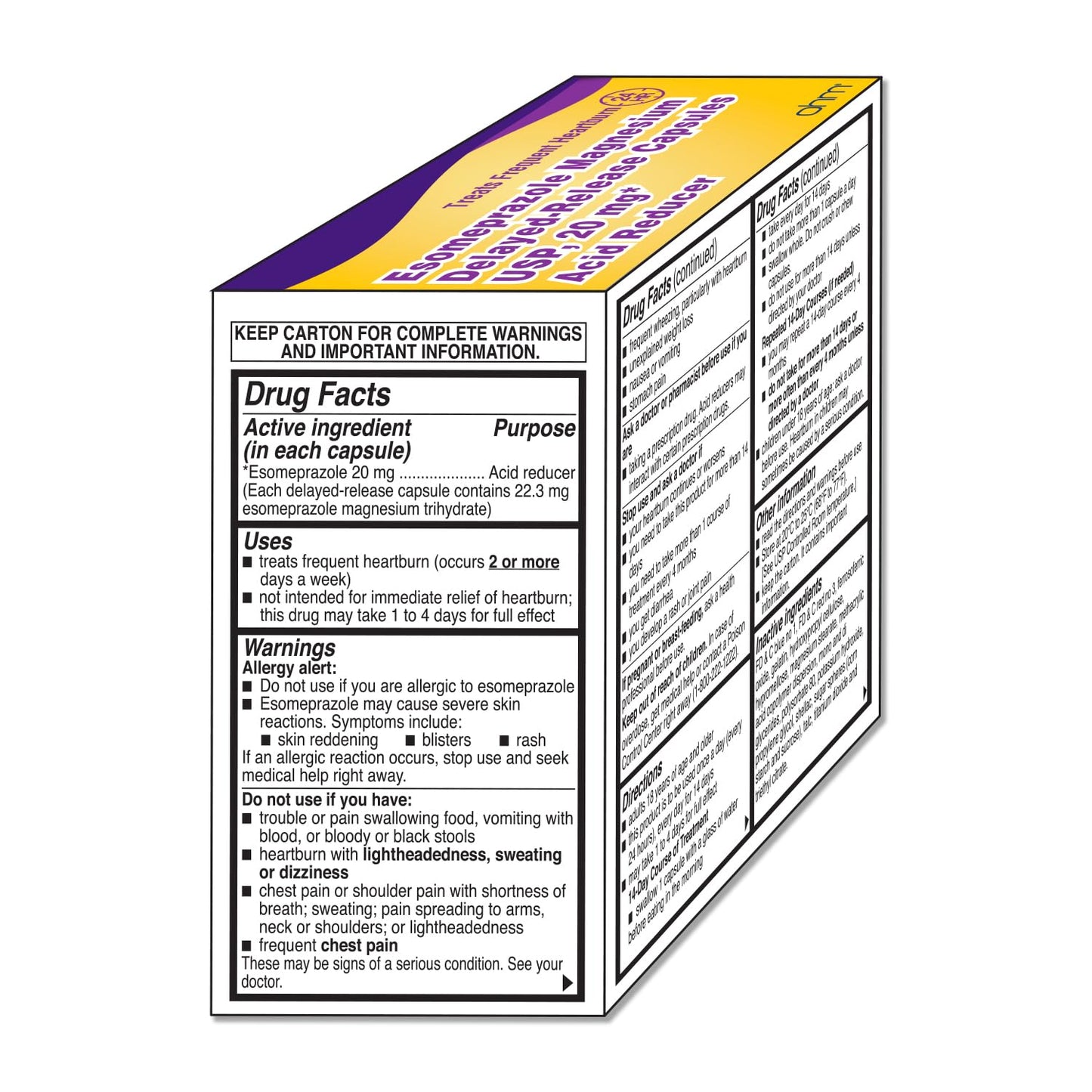 Ohm Esomeprazole Magnesium 20mg Delayed-Release Capsules | 24-Hour Heartburn Relief (28 Count)