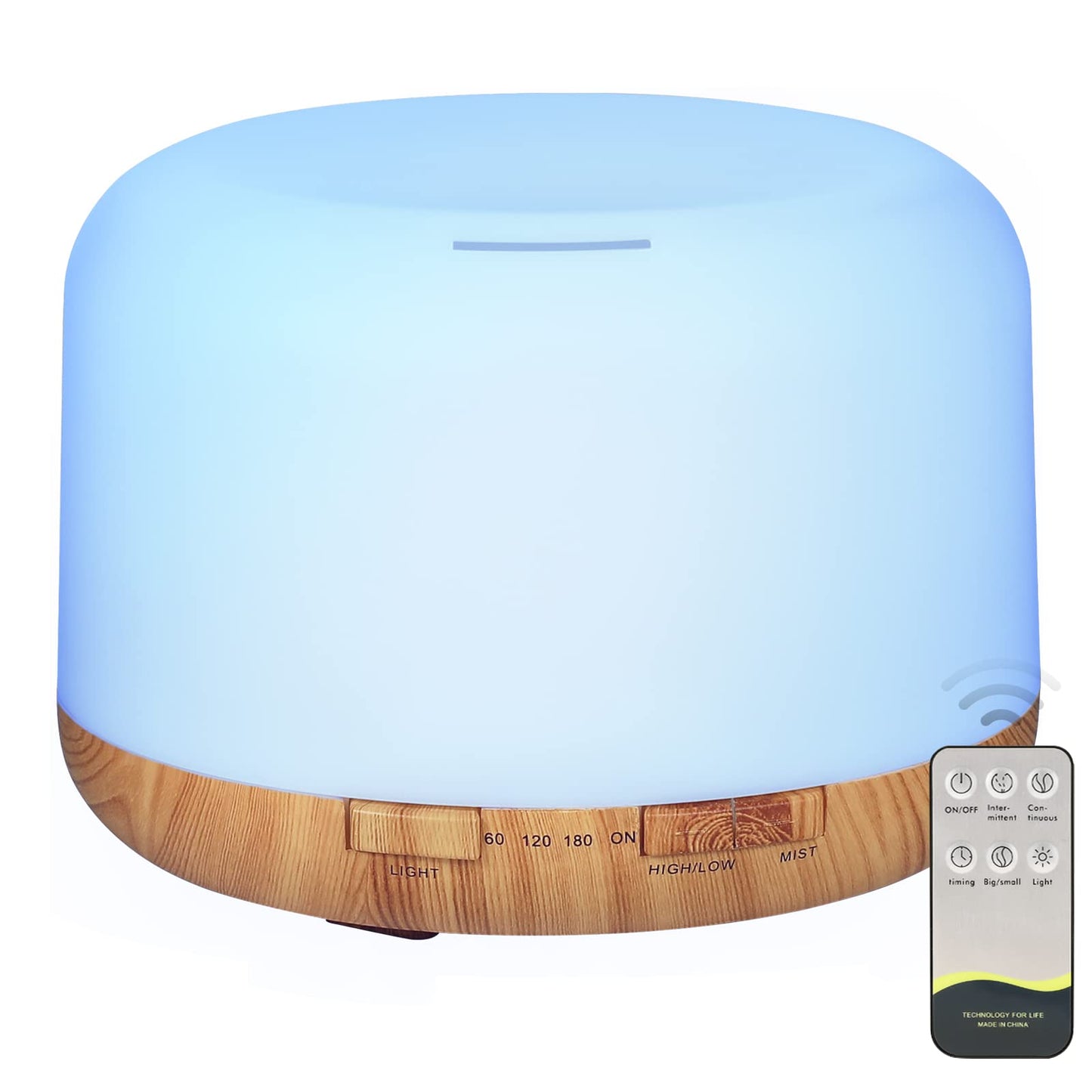 Oil Diffuser 500ml – Ultrasonic Diffuser with 2 Mist Modes, 4 Timers & Auto Off