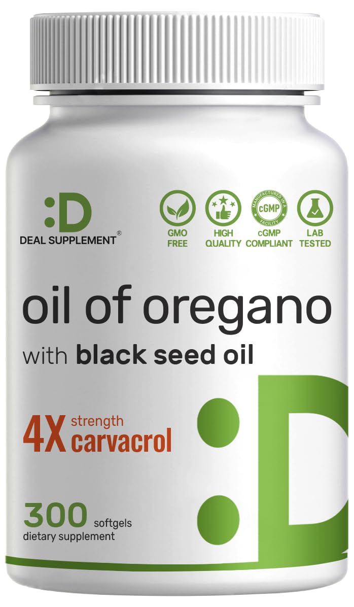 Oil of Oregano Softgels with Black Seed Oil – 300 Count (30:1 Extract) | Carvacrol & Thymoquinone – Antioxidant Immune Support – Plant Based, Non-GMO