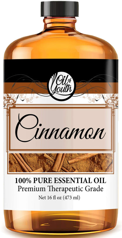Oil of Youth Cinnamon Essential Oil (16oz) – Pure Therapeutic Grade for Aromatherapy, Diffuser & Skin Therapy