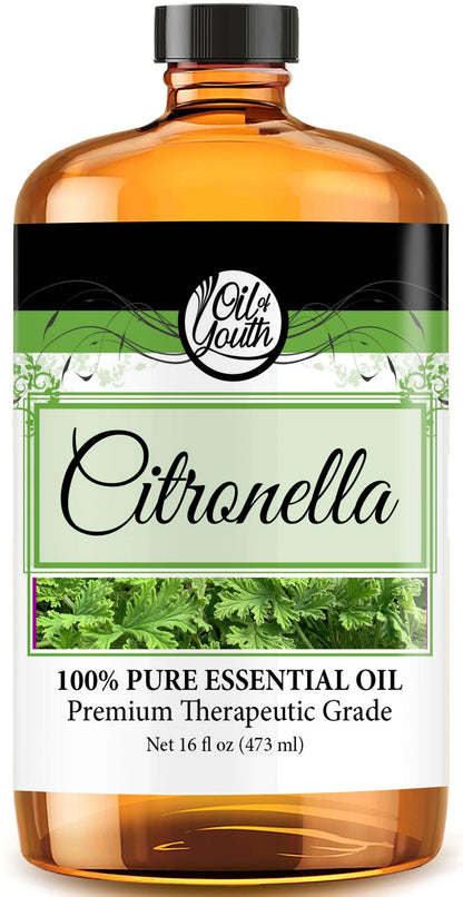 Oil of Youth Citronella Essential Oil (16oz Bulk) – Pure Aromatherapy for Relaxation, Mood, Diffusers & Candles
