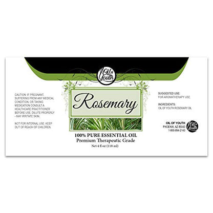 Oil of Youth Rosemary Essential Oil 4oz – Pure Therapeutic Grade, Aromatherapy, Skin & Hair Care
