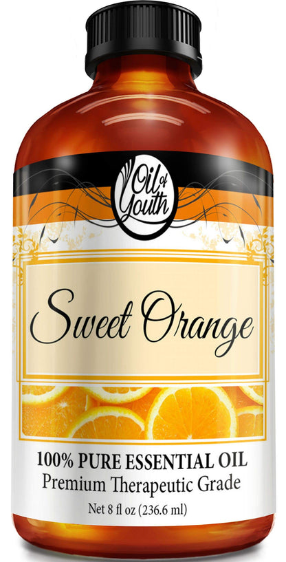 Oil of Youth Sweet Orange Essential Oil 8oz - Pure Citrus for Aromatherapy