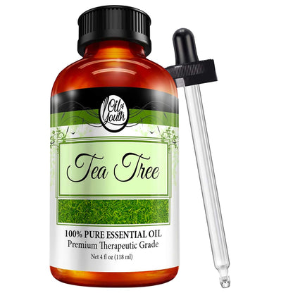 Oil of Youth Tea Tree Essential Oil – 4 oz Therapeutic Grade with Dropper