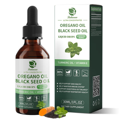 Oil of Oregano with Black Seed Oil – 4-in-1 Drops, 80% Carvacrol, 1 Fl Oz – Immune & Respiratory Support (Vegan)