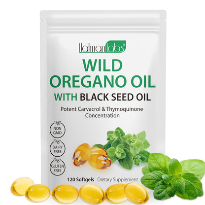 Oil of Oregano with Black Seed Oil - 6000mg Oregano Oil Capsules, Organic, Non-GMO, Gluten Free, 120 Softgels