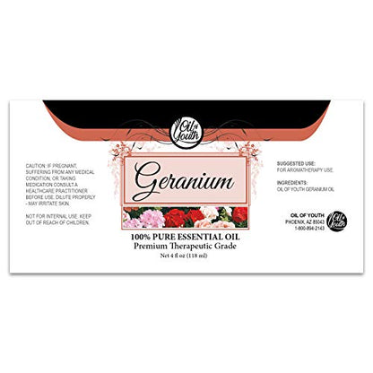 Oil of Youth Geranium Oil 4oz – Pure Geranium Essential Oil for Aromatherapy