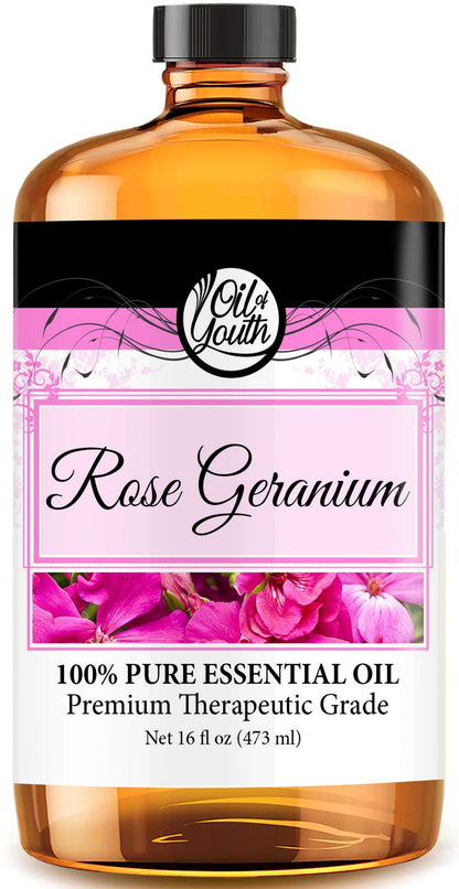Oil of Youth Rose Geranium Essential Oil – 16oz Bulk, Pure Therapeutic Grade