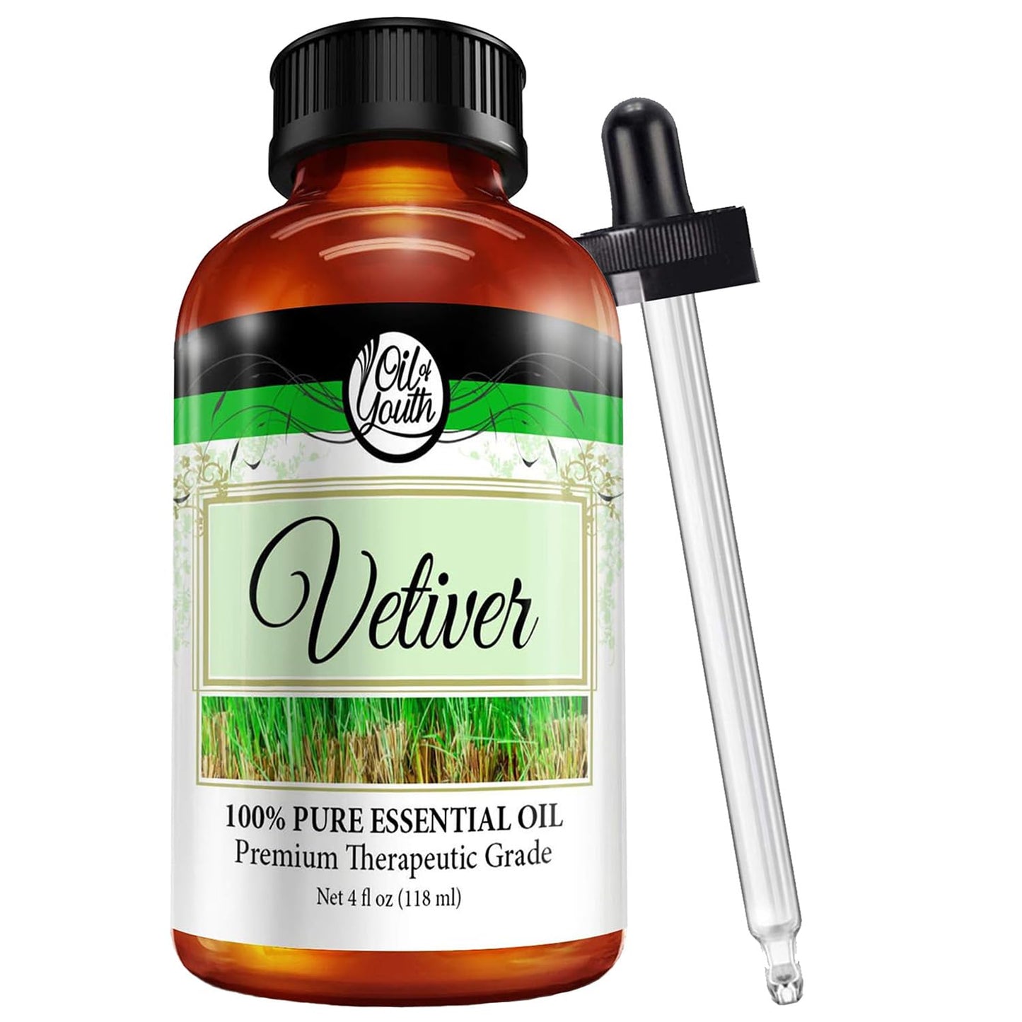 Oil of Youth Vetiver Essential Oil 4 fl oz – Pure, Natural, USA Bottled