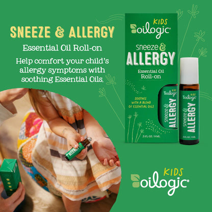 Oilogic Kids Sneeze & Allergy Roll-On – Gentle Pediatric Essential Oils 0.3 oz