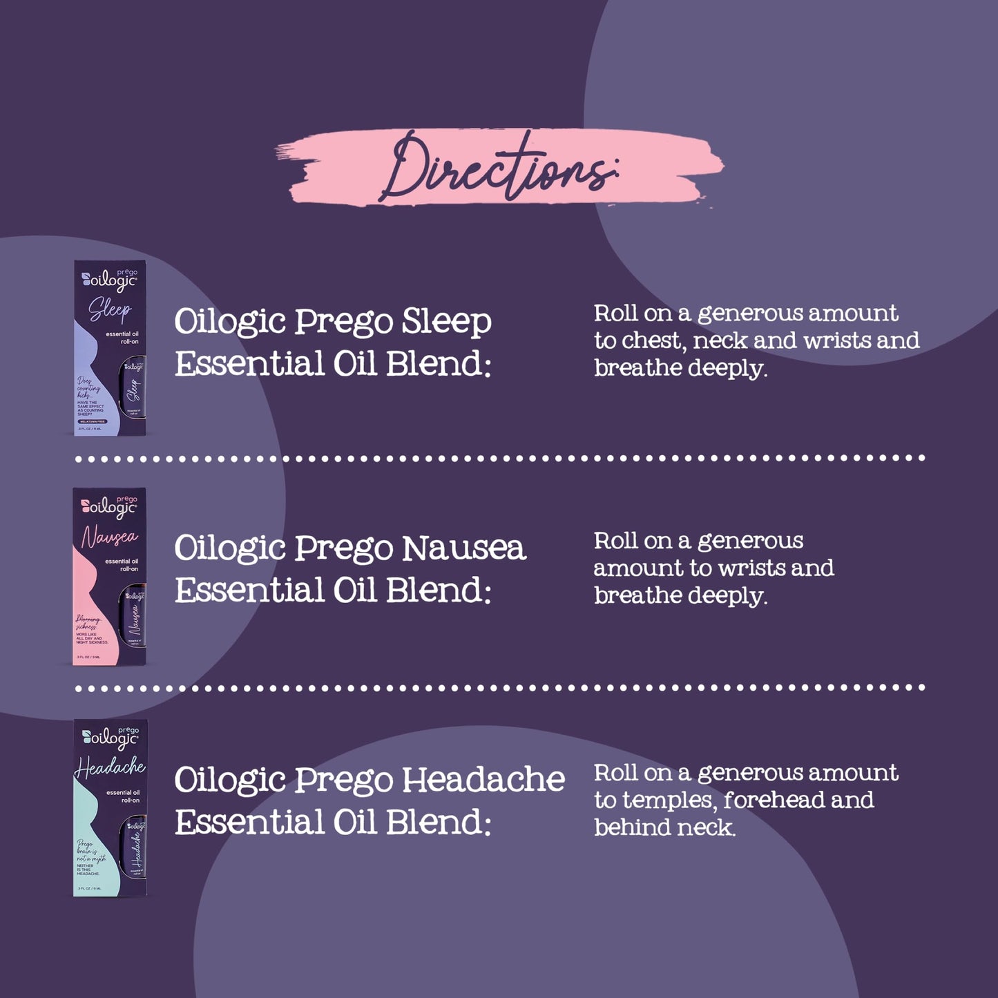 Oilogic Prego Roll-On Essential Oil Set - 3 x 0.3 oz for Pregnancy