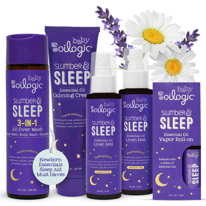 Oilogic Slumber & Sleep Baby Gift Set – Wash, Calming Cream, Sleep Spray & Roll-On Oils