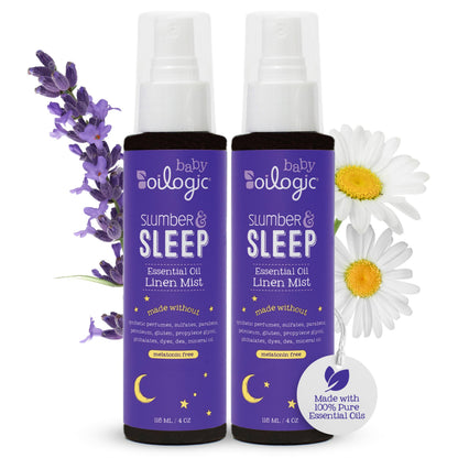 Oilogic Slumber & Sleep Linen Mist for Babies – 2-Pack | 100% Pure Essential Oils