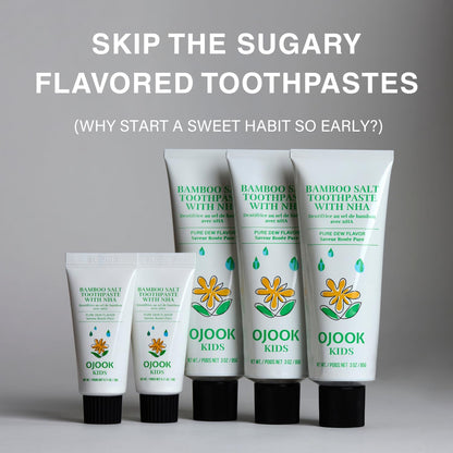 OJOOK Kids Fluoride-Free Bamboo Salt Toothpaste with nHA - 3oz | Pure Dew