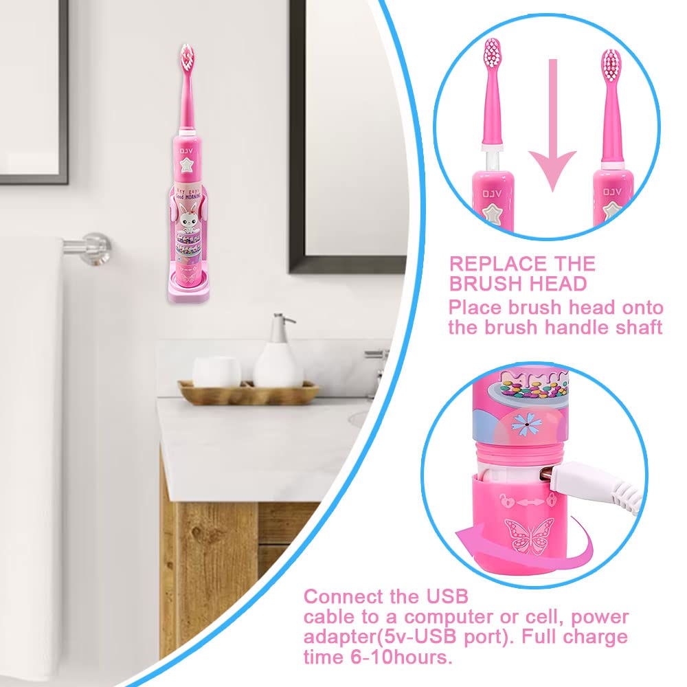 OJV 8620 Musical Kids Toothbrush – 3 Modes, 2-Min Timer, Pink