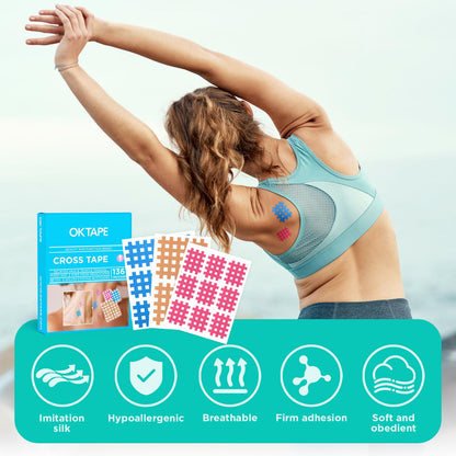 OK TAPE Cross Tape for Muscle Trigger Points and Acupuncture Points - 136PCS Mix Box