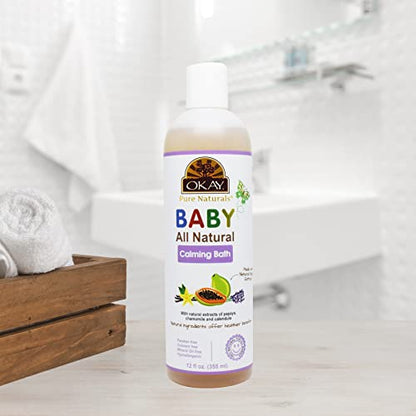 Okay Baby Calming Bath with Papaya Extract – 12 oz / 355 ml | Gentle, Soothing Baby Wash