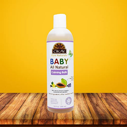Okay Baby Calming Bath with Papaya Extract – 12 oz / 355 ml | Gentle, Soothing Baby Wash