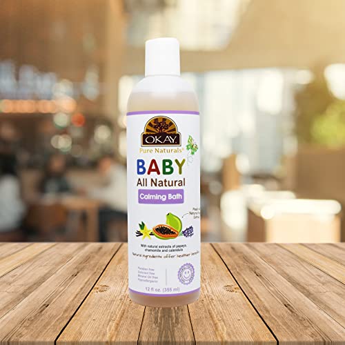 Okay Baby Calming Bath with Papaya Extract – 12 oz / 355 ml | Gentle, Soothing Baby Wash