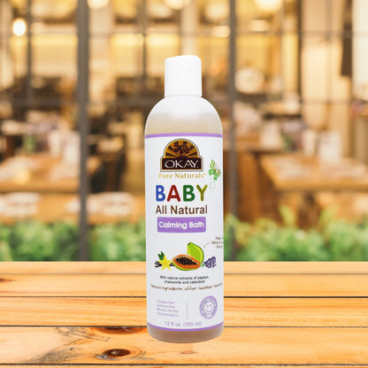 Okay Baby Calming Bath with Papaya Extract – 12 oz / 355 ml | Gentle, Soothing Baby Wash