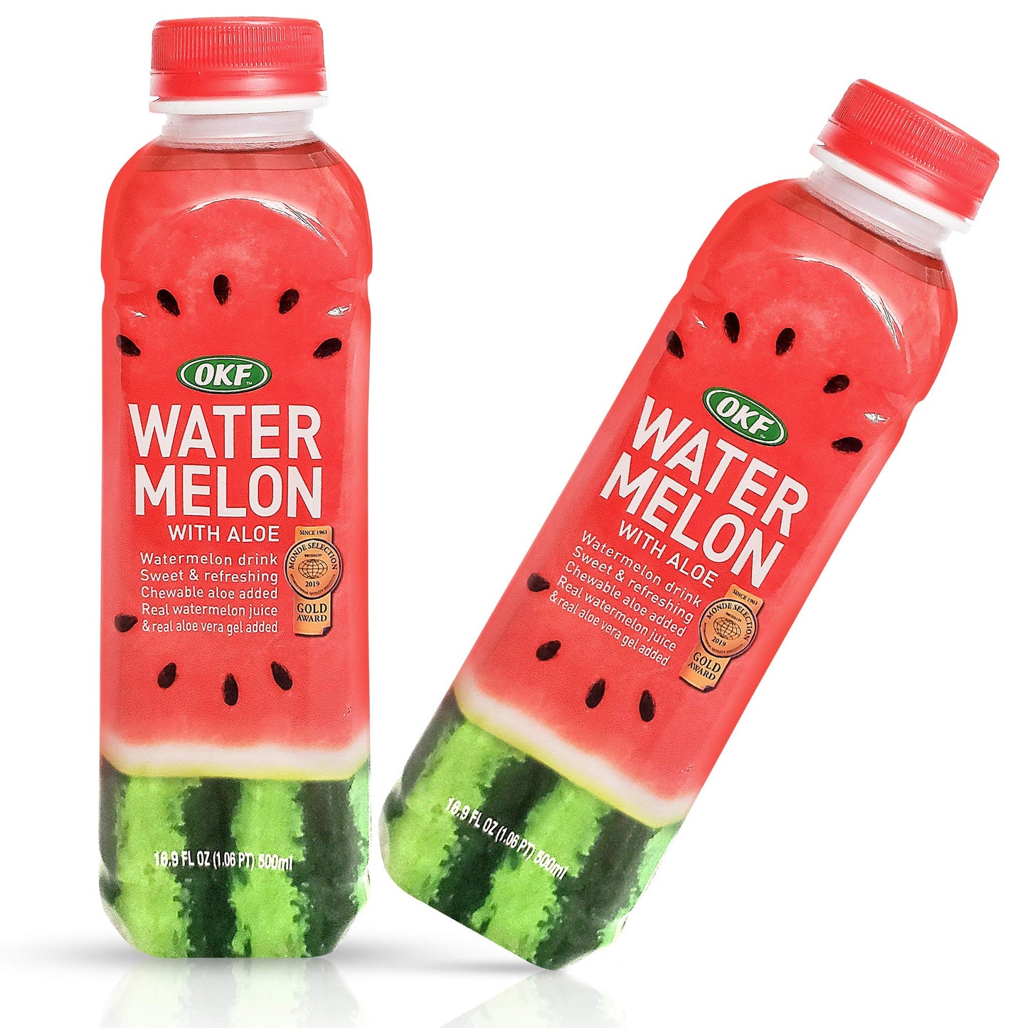 OKF Watermelon Aloe Vera Drink – Real Juice & Gel, 16.9 oz (6 Pack)